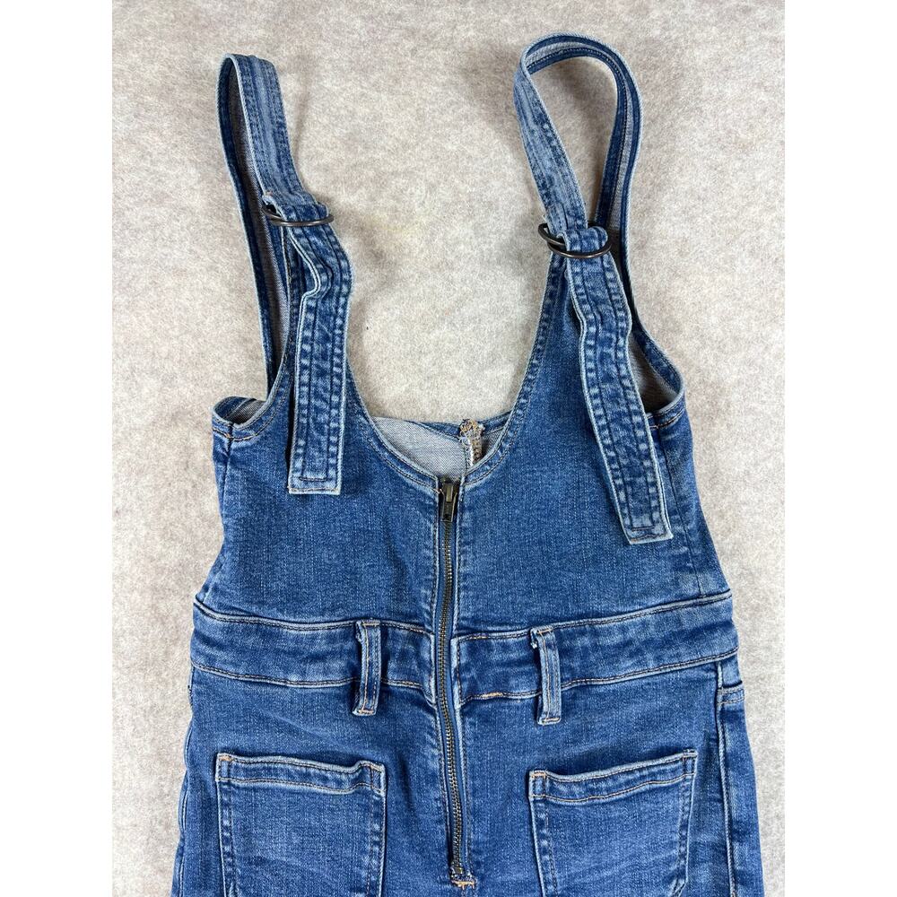 American Eagle Stretch Flare Overalls Raw Hem Adjustable Straps Size 2 Regular - Picture 6 of 14